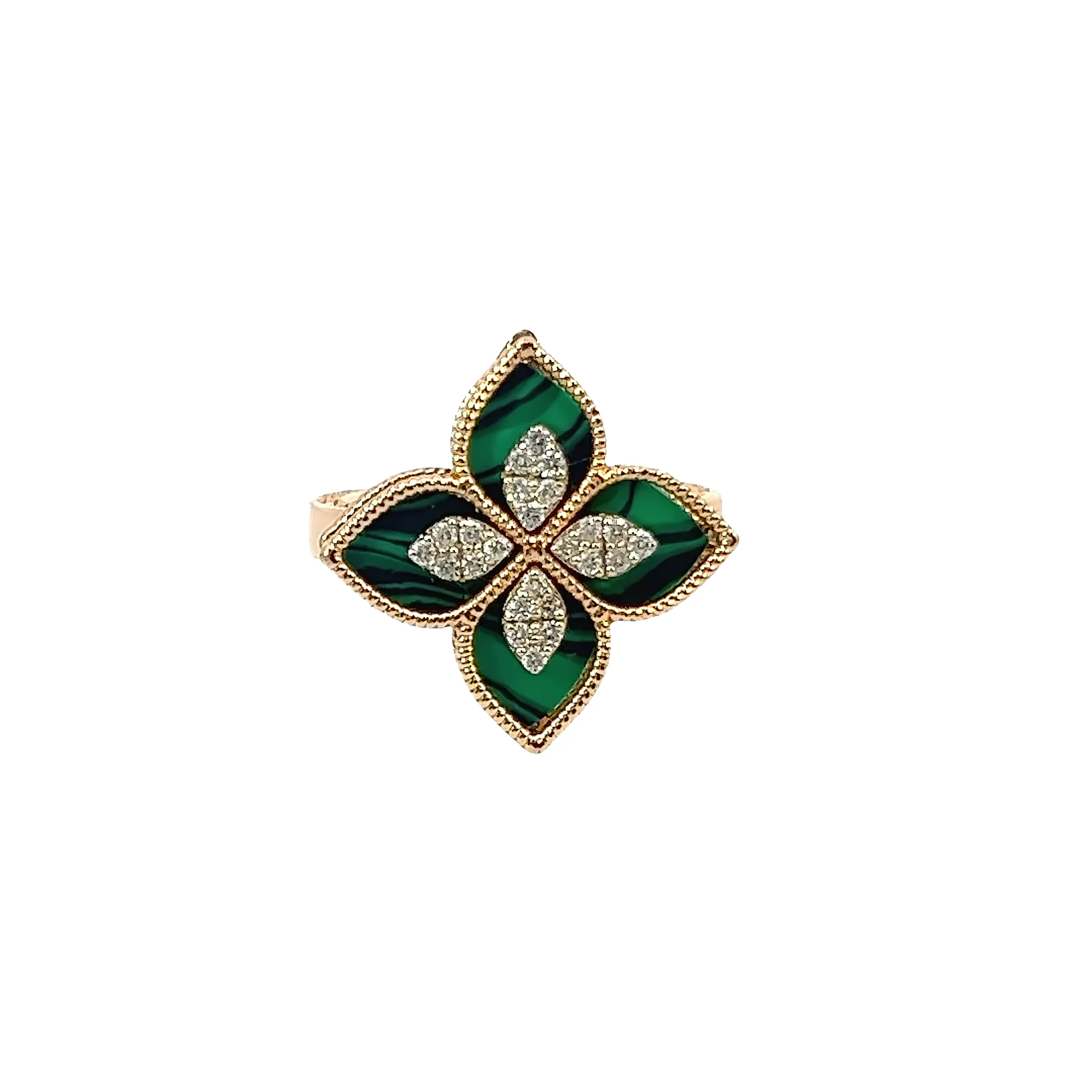 18k Rose Gold Diamond Emerald Marquise Cut Ring .35c