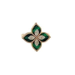 18k Rose Gold Diamond Emerald Marquise Cut Ring .35c