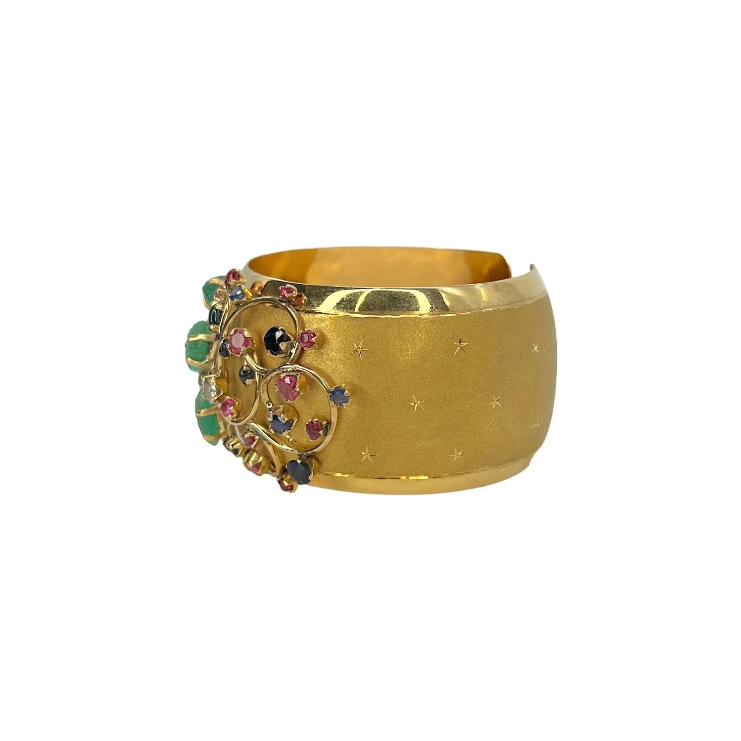 18K Yellow Gold Multi-Stone Cuff Bracelet