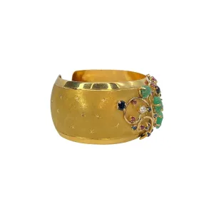 18K Yellow Gold Multi-Stone Cuff Bracelet