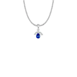 3/4 Inch Sterling Silver and Glass Crystal September Birthstone Angel Necklace