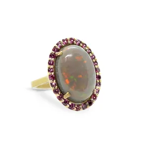 8ct Opal with Sapphire Halo Ring at Regard Jewelry in Austin, TX