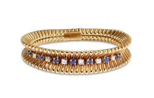 Art Deco Sapphire and Diamond French 18ct Gold Bracelet