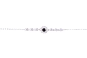Asfour Crystal Chain Bracelet Inlaid With Black Zircon Stone In 925 Sterling Silver-BR0563-WP