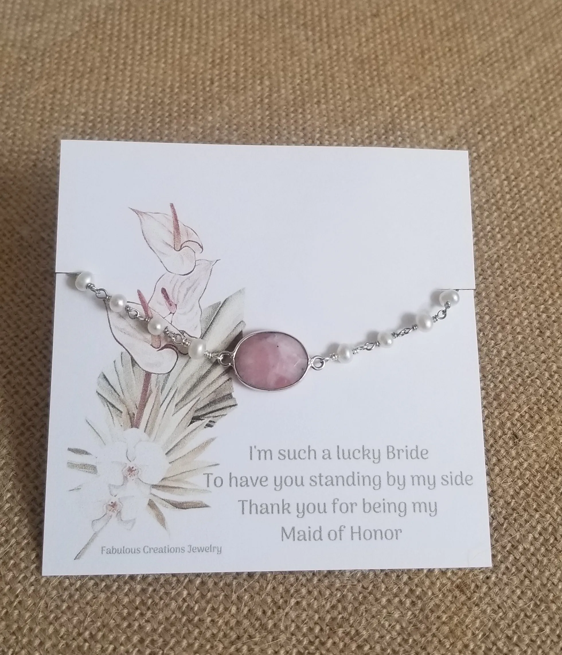 Bridesmaid Gift, Freshwater Pearls and Pink Opal Bracelet