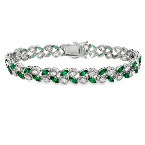 Double Row Emerald & CZ Tennis Bracelet