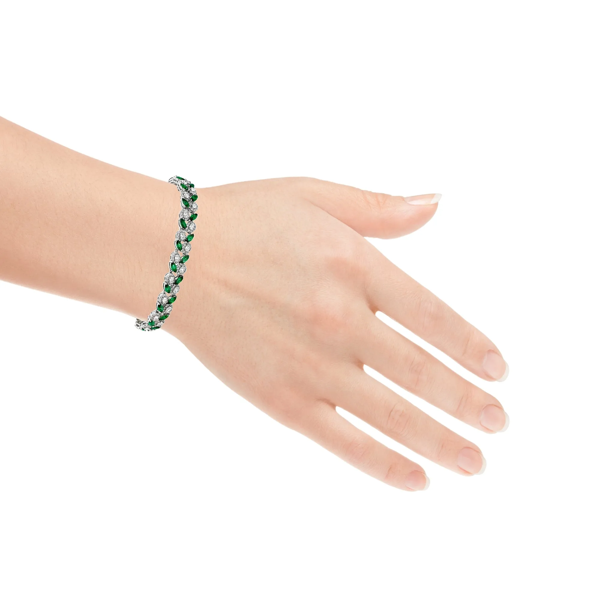 Double Row Emerald & CZ Tennis Bracelet