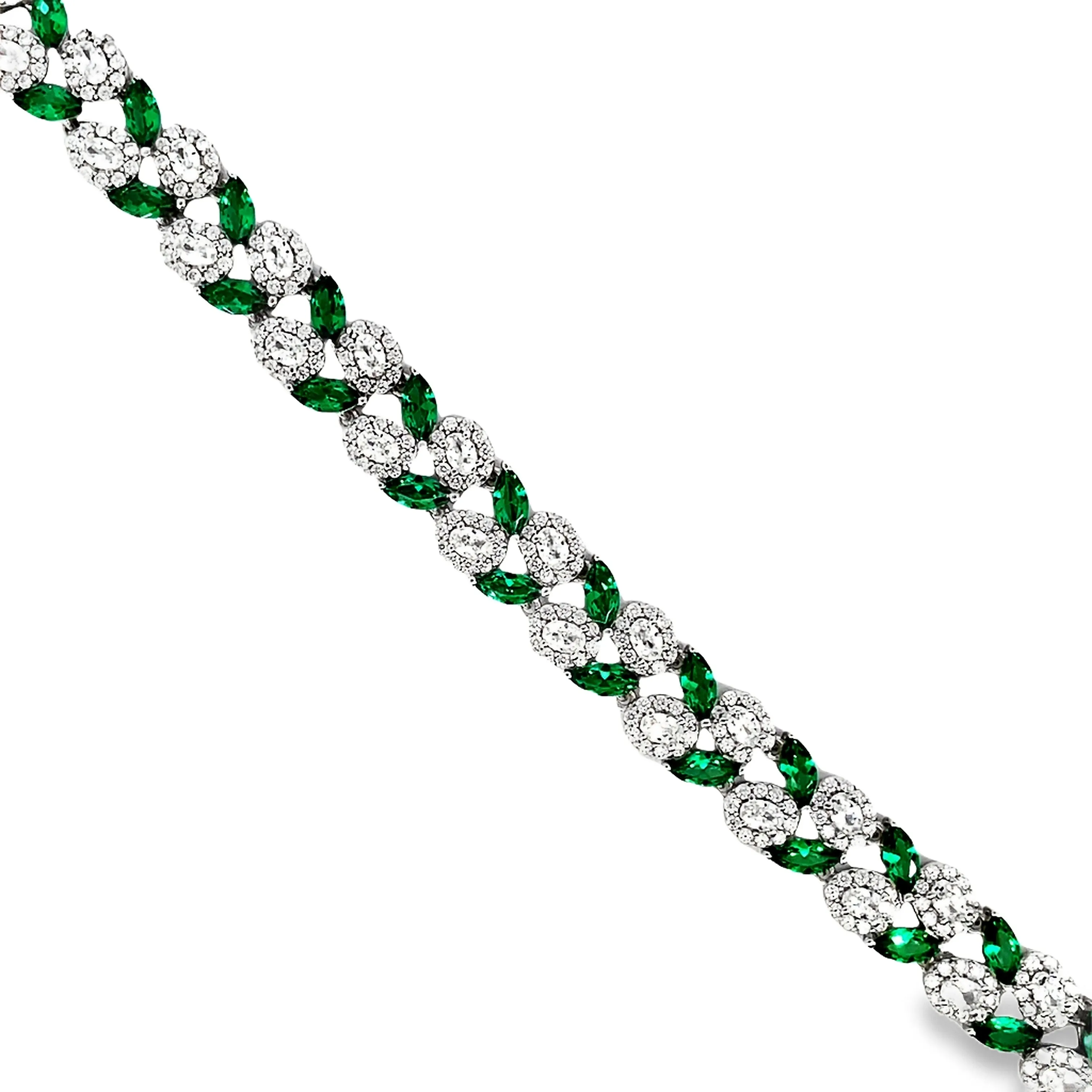Double Row Emerald & CZ Tennis Bracelet