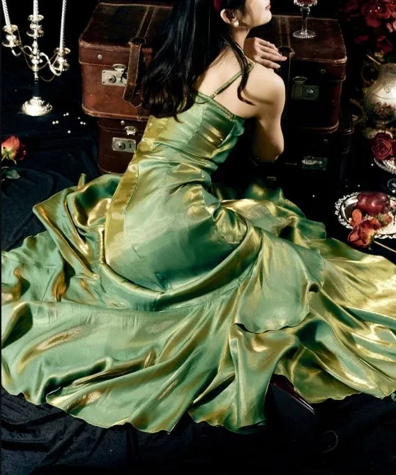 Elegant Spaghetti Straps Mermaid Ruffles Long Prom Dress Charming Evening Party Dress Wholesale