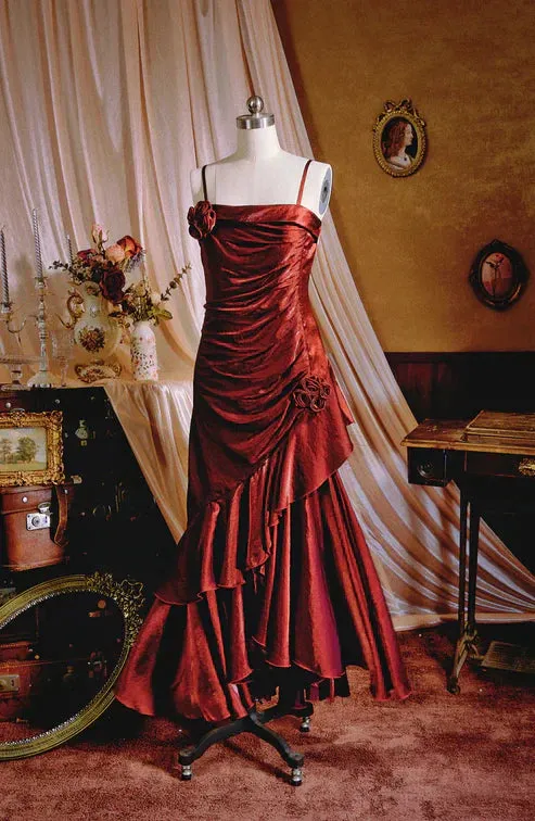 Elegant Spaghetti Straps Mermaid Ruffles Long Prom Dress Charming Evening Party Dress Wholesale