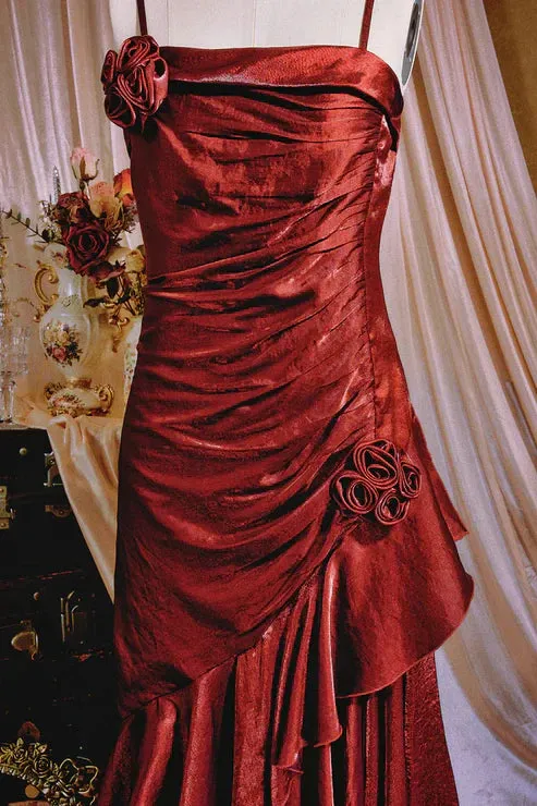 Elegant Spaghetti Straps Mermaid Ruffles Long Prom Dress Charming Evening Party Dress Wholesale
