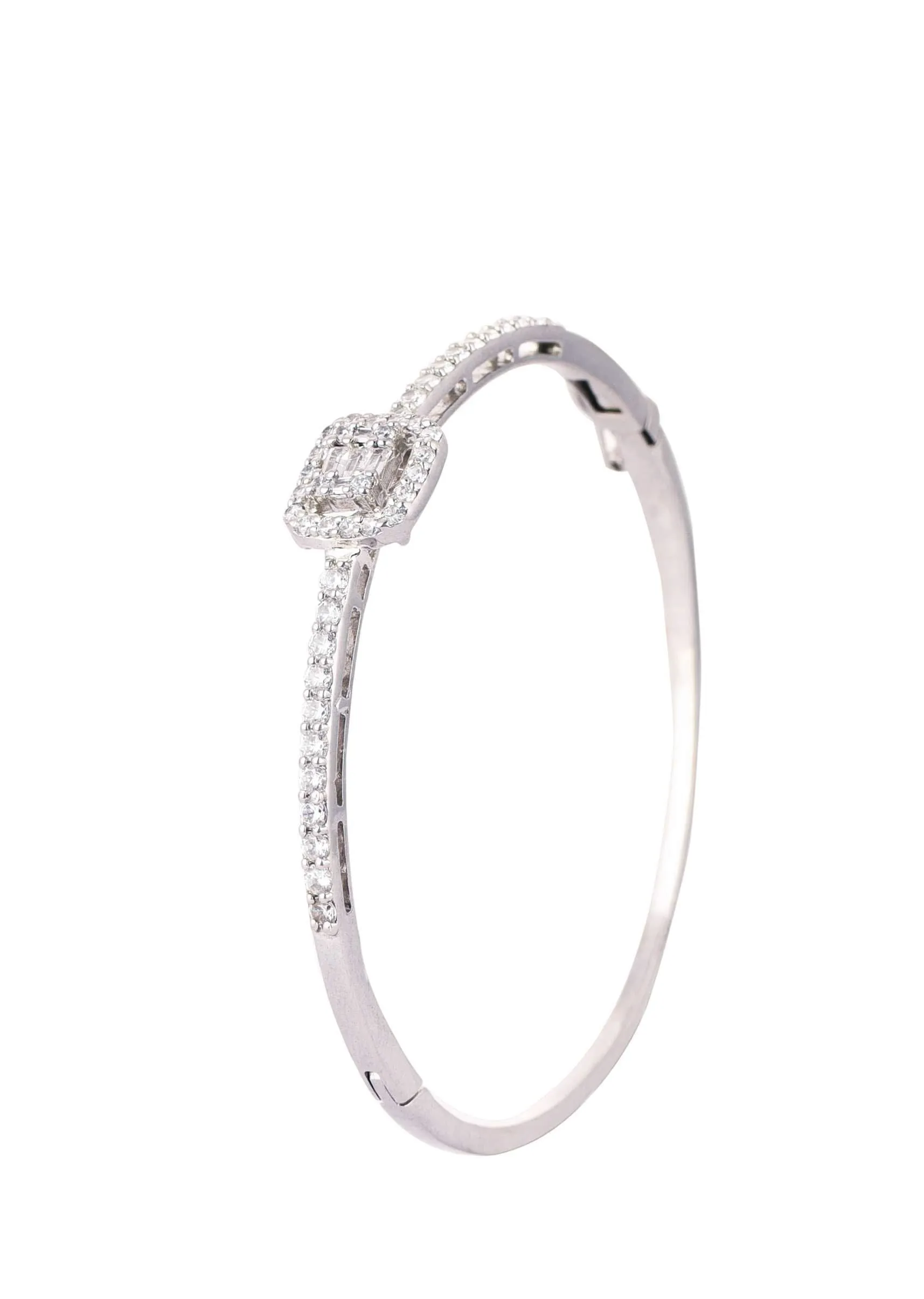 Emerald-Cut Swarovski Openable Bracelet In 92.5 Sterling Silver