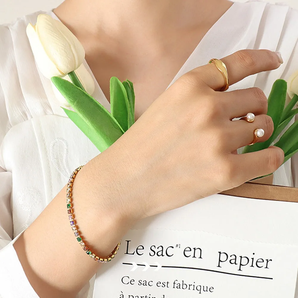 Fashion Jewelry accessories inlaid crystal stainless steel bracelet(Bulk 3 Sets)