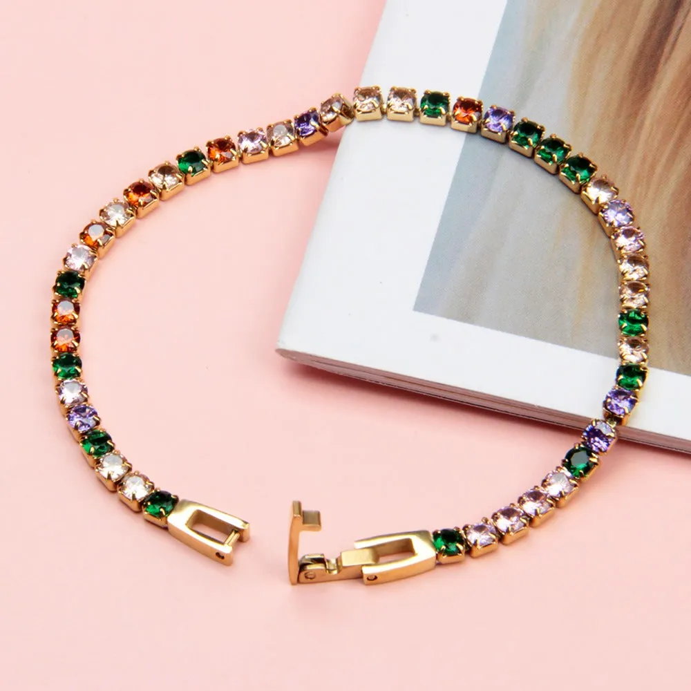 Fashion Jewelry accessories inlaid crystal stainless steel bracelet(Bulk 3 Sets)