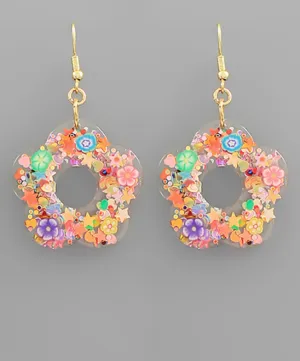 Glazed Flower Dangle Earrings
