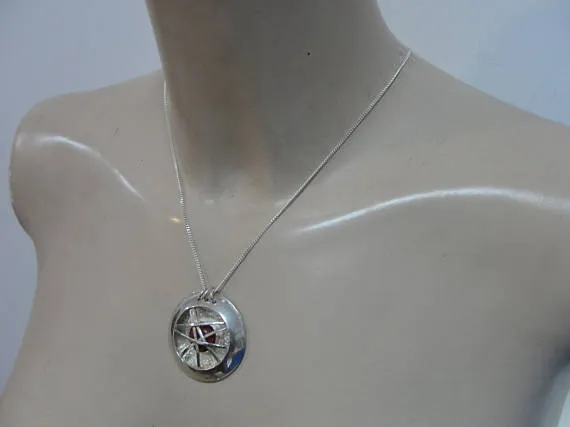 Great Handcrafted Sterling Silver coral Pendant ,chain , ( 4003)