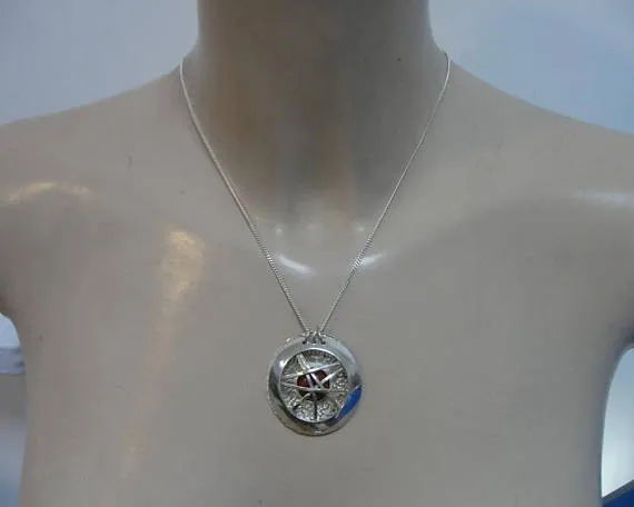 Great Handcrafted Sterling Silver coral Pendant ,chain , ( 4003)