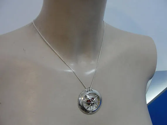 Great Handcrafted Sterling Silver coral Pendant ,chain , ( 4003)