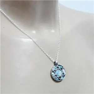 Hadar Designer Handmade 2 in 1 Star of David 925 Silver Roman Glass Pendant