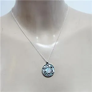 Hadar Designer Handmade 2 in 1 Star of David 925 Silver Roman Glass Pendant