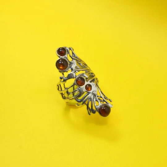 Hadar Jewelry Cherry tree ring with five round genuine natural gemstones
