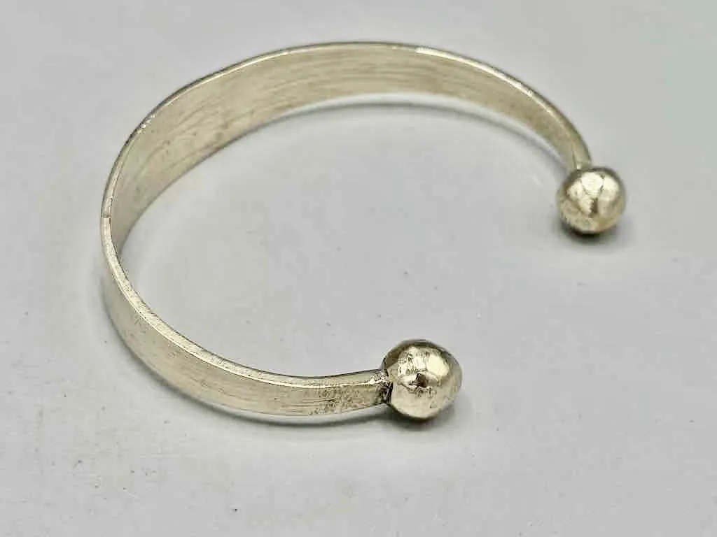 Large Wide Tuareg Inlaid Etched Coin Silver Bracelet