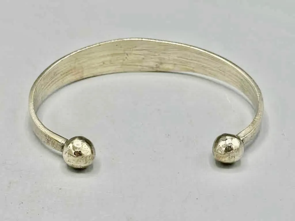 Large Wide Tuareg Inlaid Etched Coin Silver Bracelet
