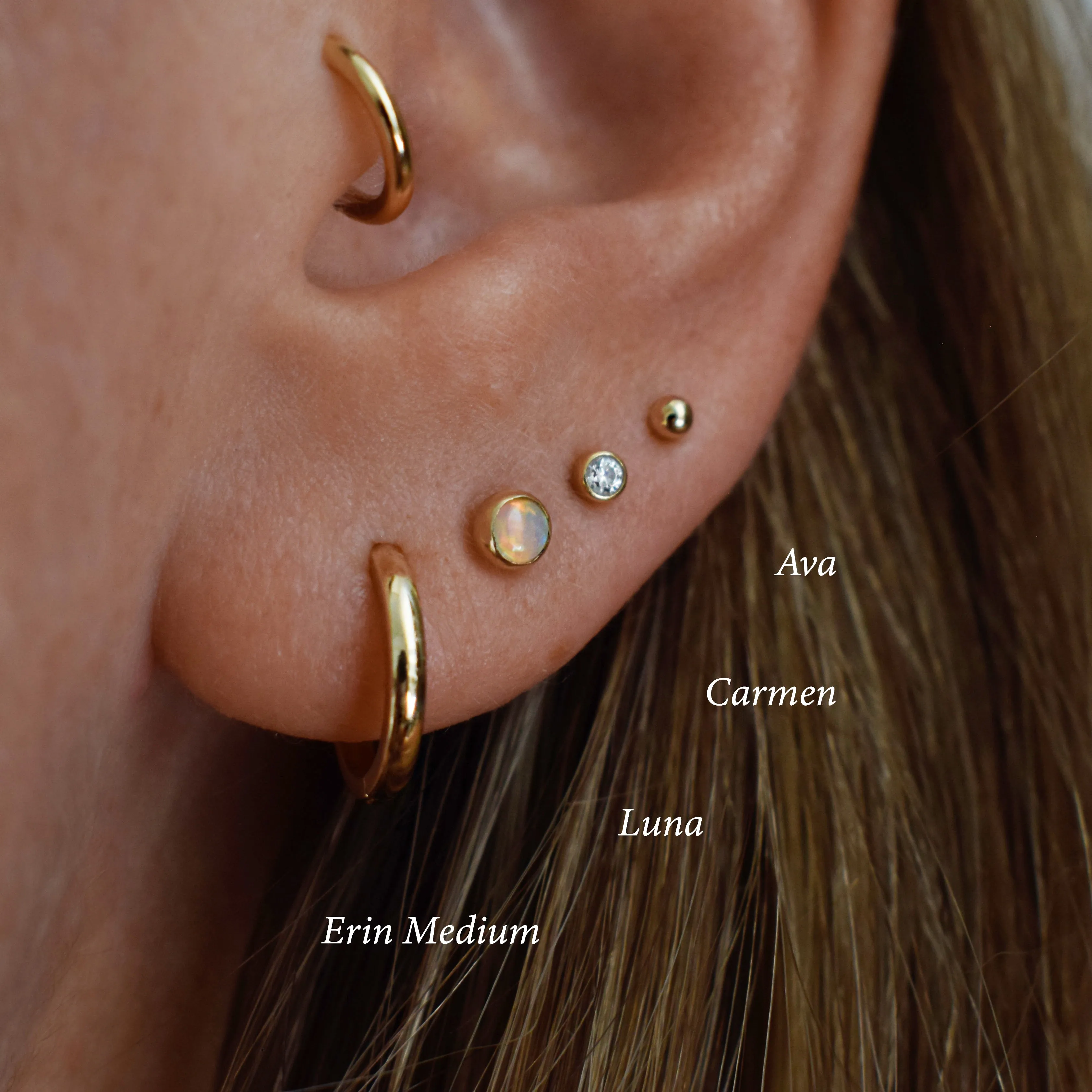 LUNA Opal Stud Earring 14K