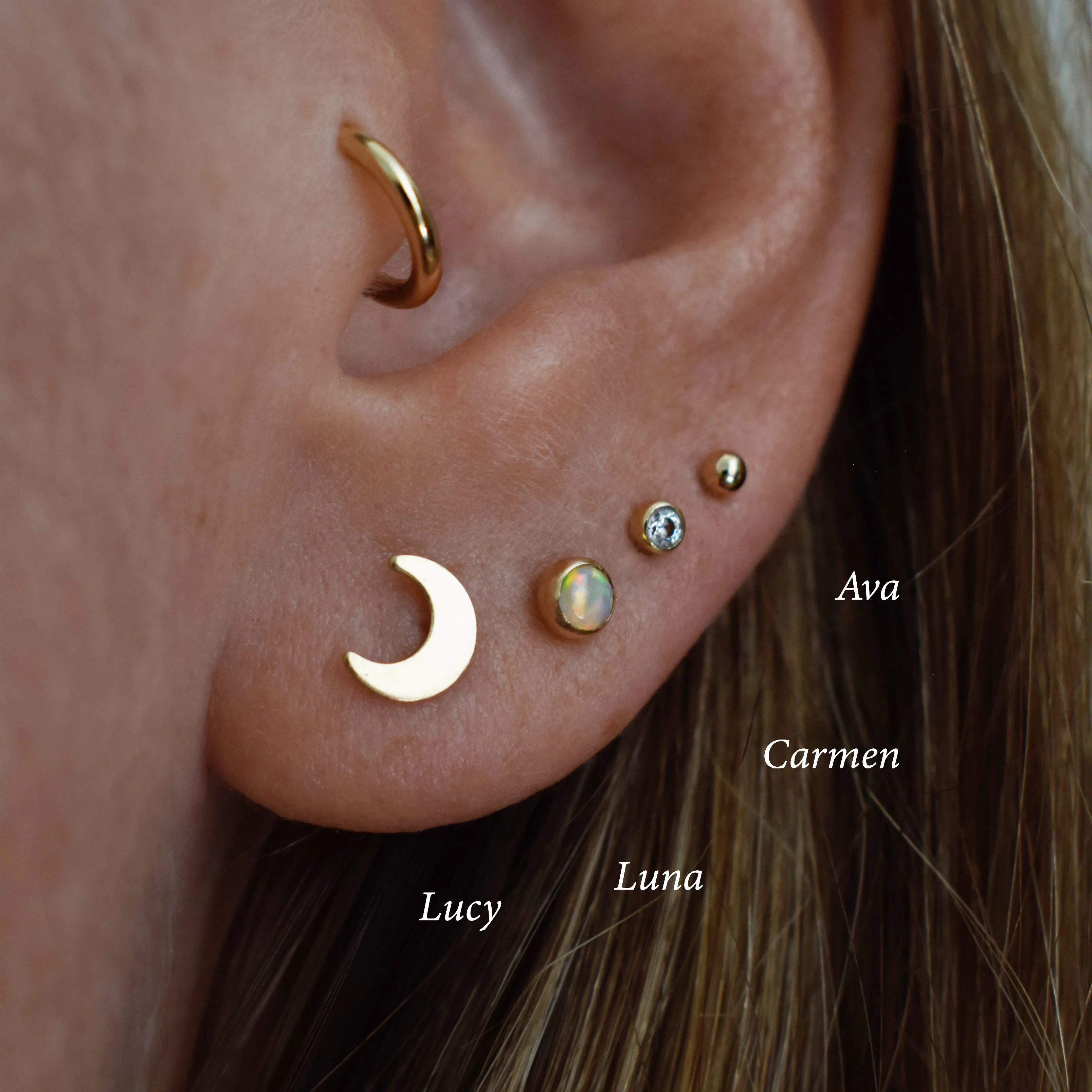 LUNA Opal Stud Earring 14K