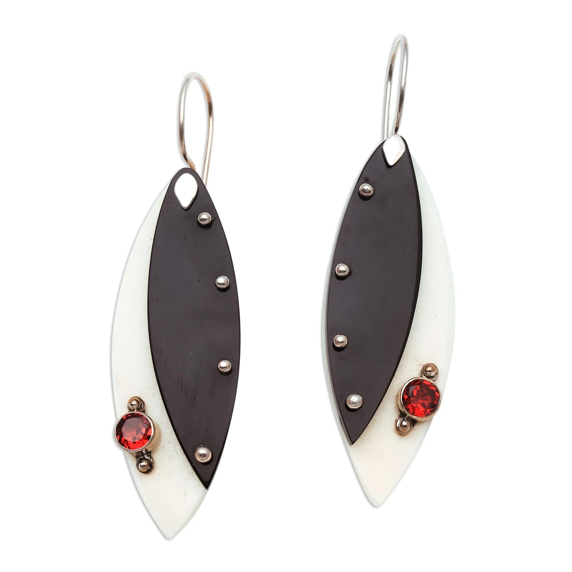 Modern Garnet Dangle Earrings from Thailand - Light's Edge | NOVICA