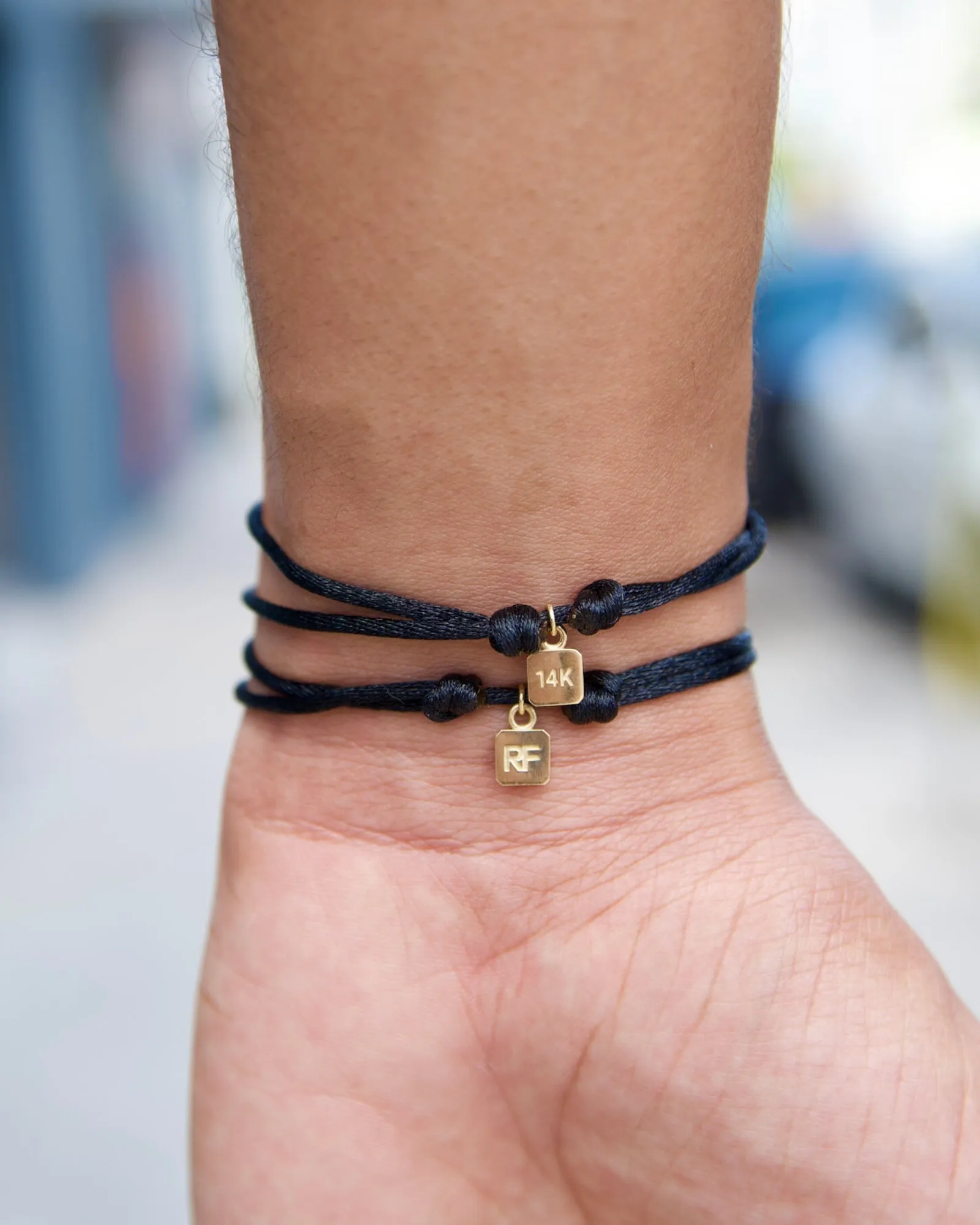 MOSS Cord Bracelet with Gold Charm & 0.12ct Diamonds
