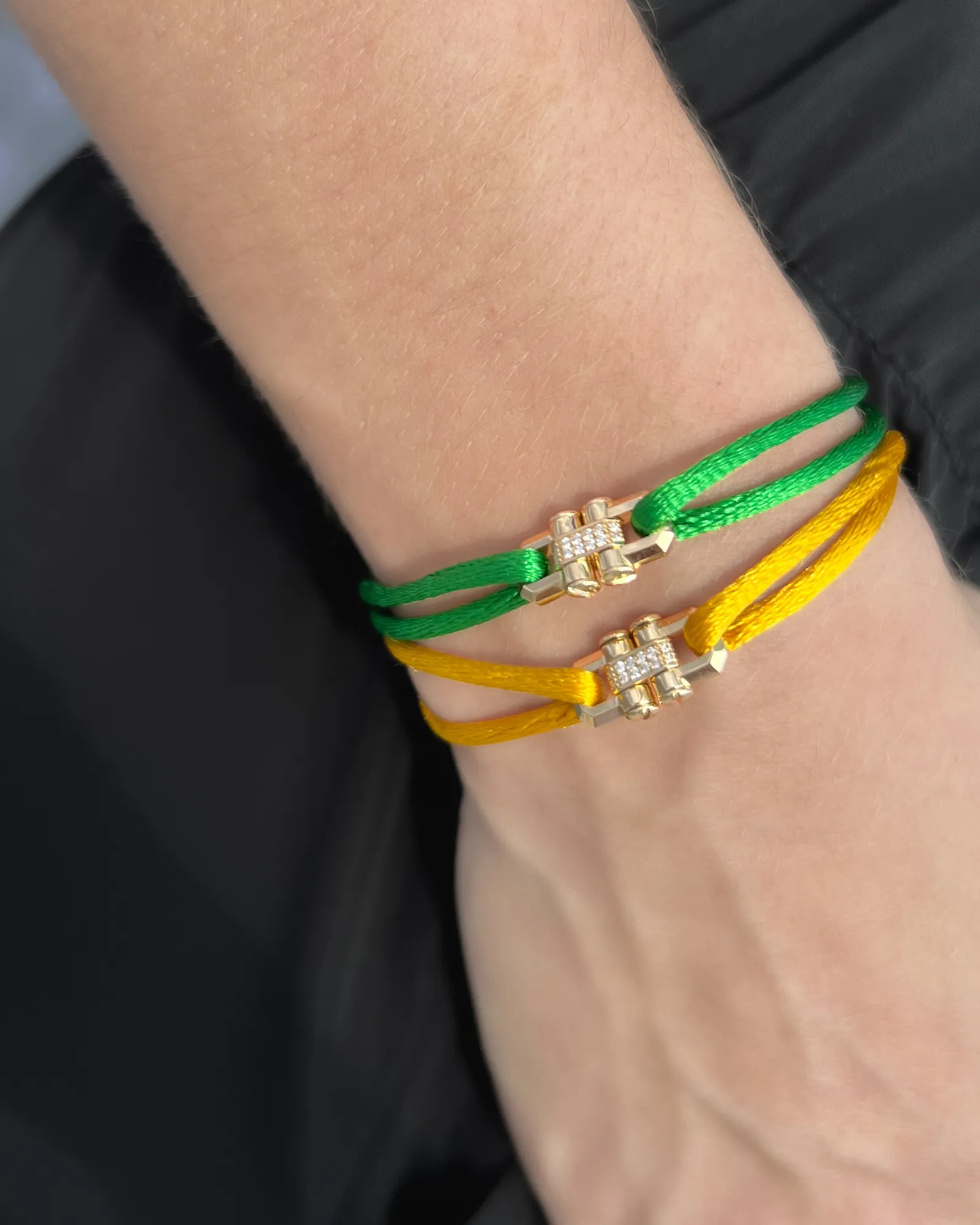 MOSS Cord Bracelet with Gold Charm & 0.12ct Diamonds