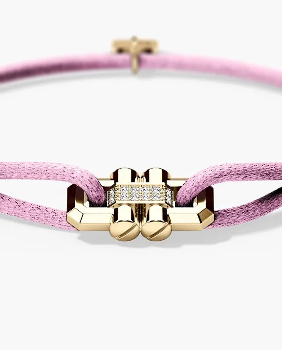 MOSS Cord Bracelet with Gold Charm & 0.12ct Diamonds