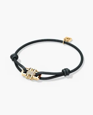 MOSS Cord Bracelet with Gold Charm & 0.12ct Diamonds