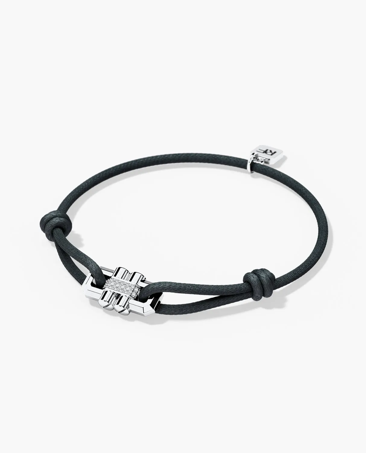 MOSS Cord Bracelet with Gold Charm & 0.12ct Diamonds