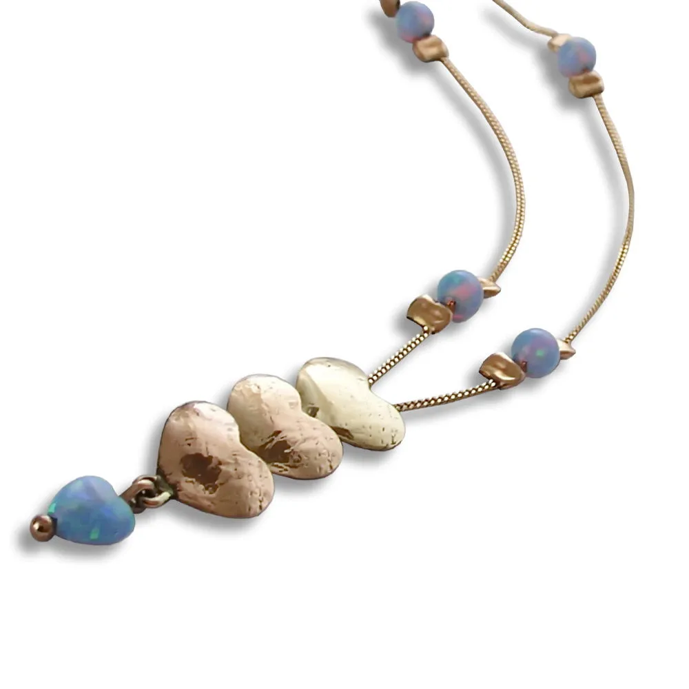NG8946 Gold hearts Y necklace with Opal