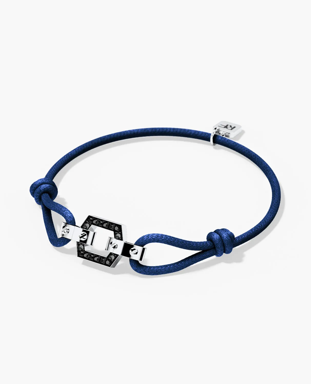 NORTHSTAR Cord Bracelet with Gold Charm & 0.16ct Black Diamonds