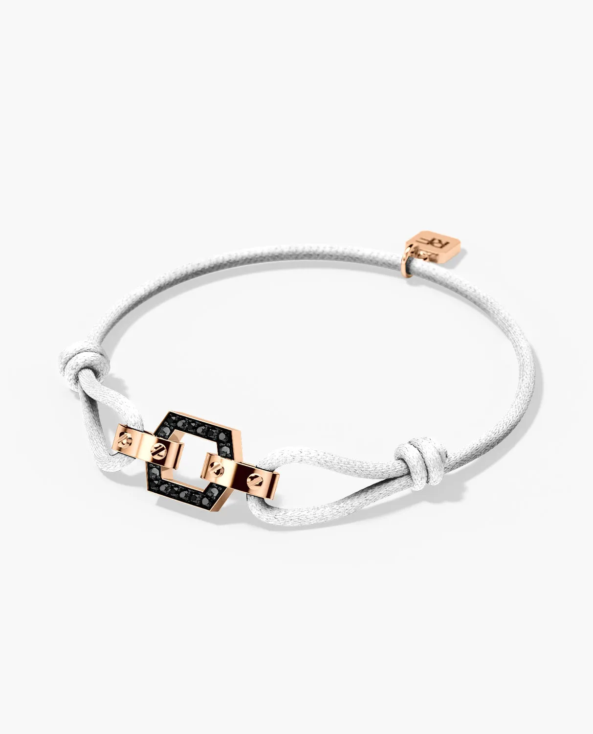 NORTHSTAR Cord Bracelet with Gold Charm & 0.16ct Black Diamonds