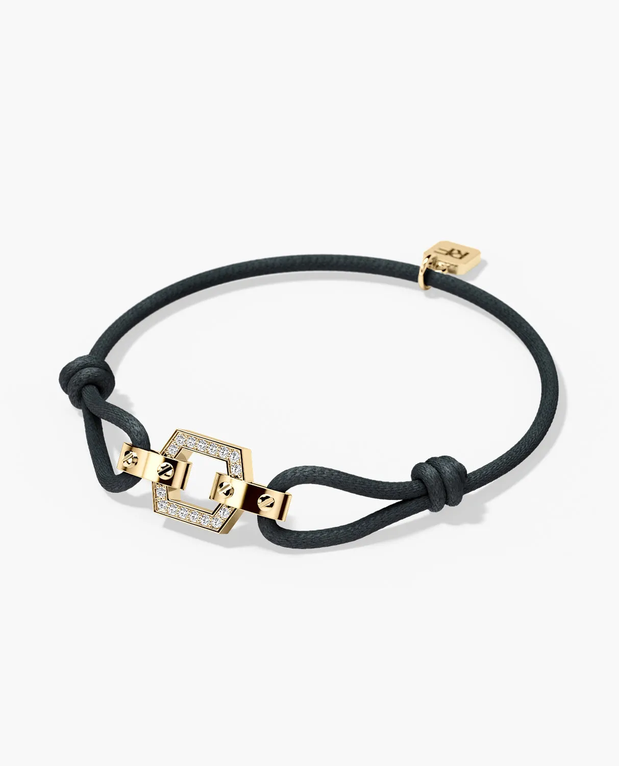NORTHSTAR Cord Bracelet with Gold Charm & 0.16ct Diamonds