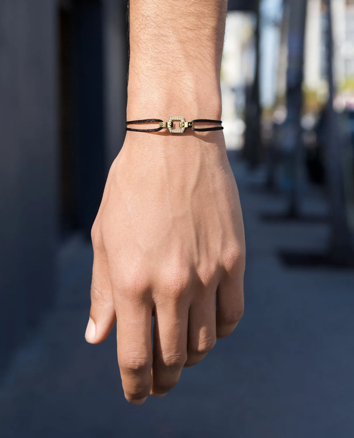 NORTHSTAR Cord Bracelet with Gold Charm & 0.16ct Diamonds