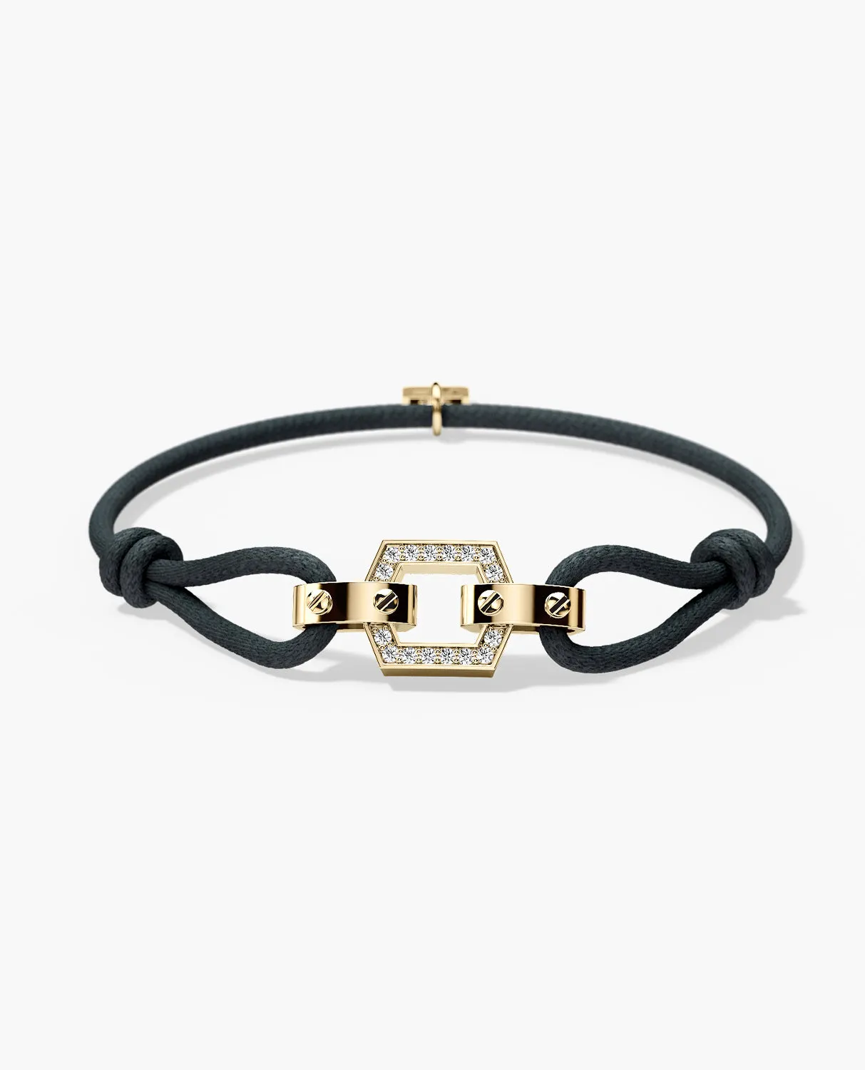 NORTHSTAR Cord Bracelet with Gold Charm & 0.16ct Diamonds