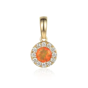 Opal & Diamond Cluster Pendant - 9ct Yellow Gold