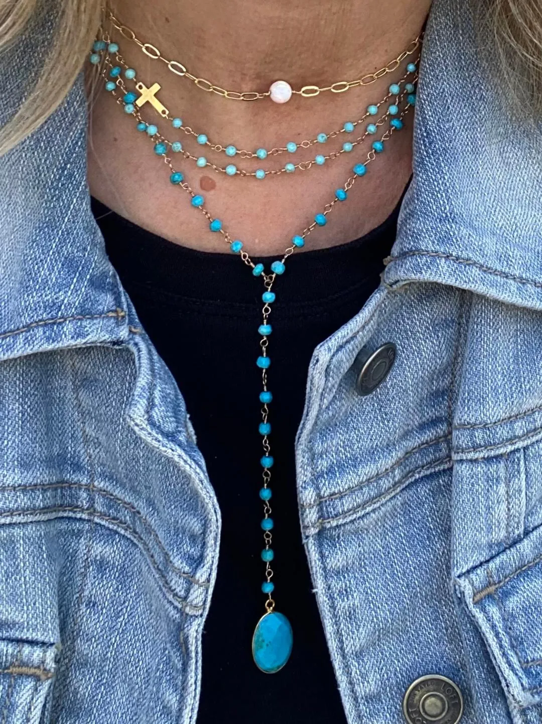 Paperclip Necklace with Opal
