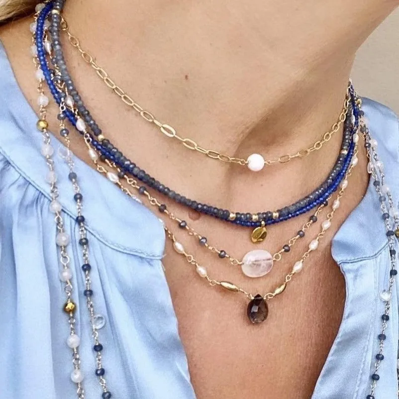 Paperclip Necklace with Opal
