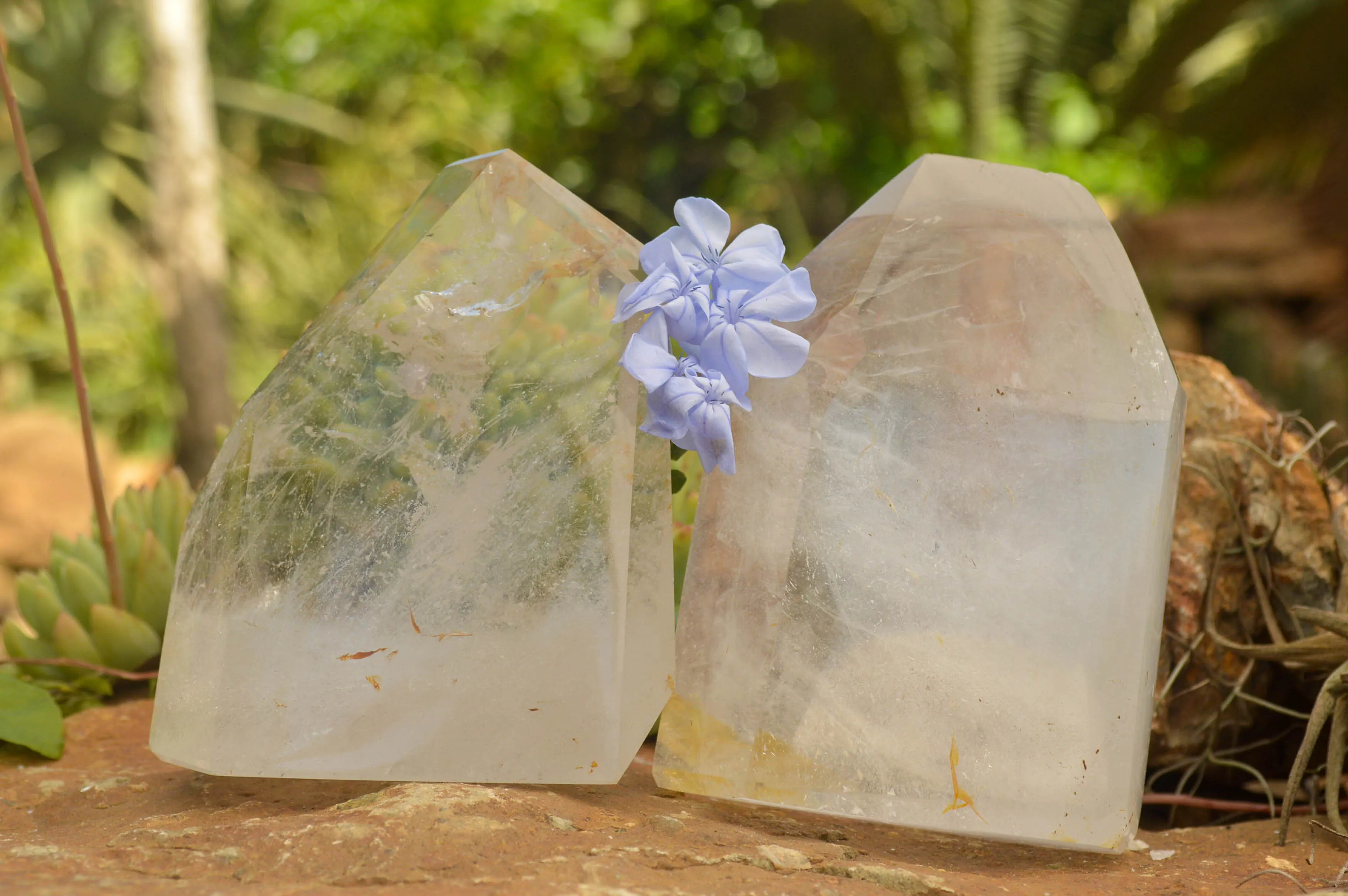 Polished Clear Quartz Crystal Points x 2 From Madagascar