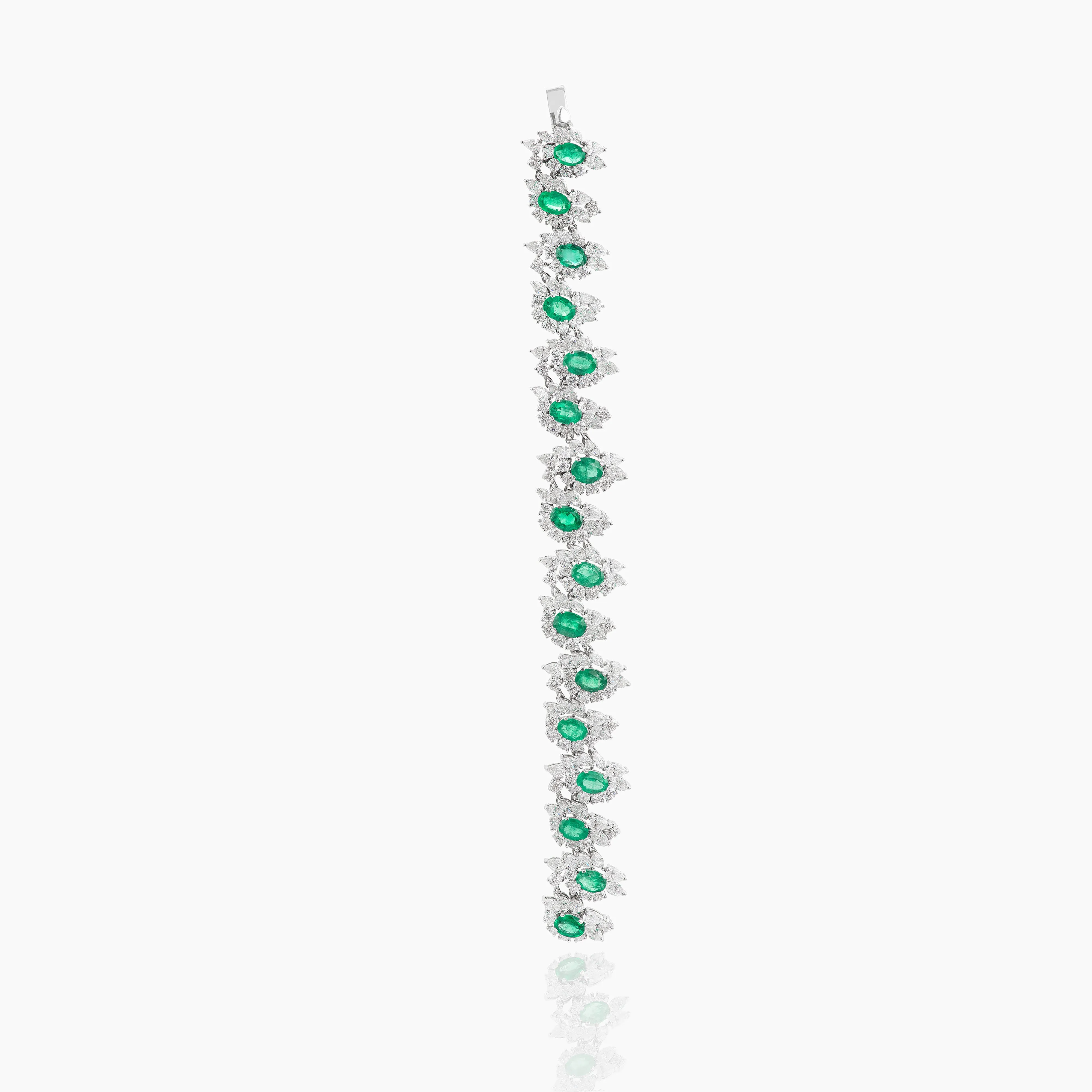 Satyrium Diamond & Emerald Foliage Bracelet