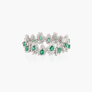 Satyrium Diamond & Emerald Foliage Bracelet