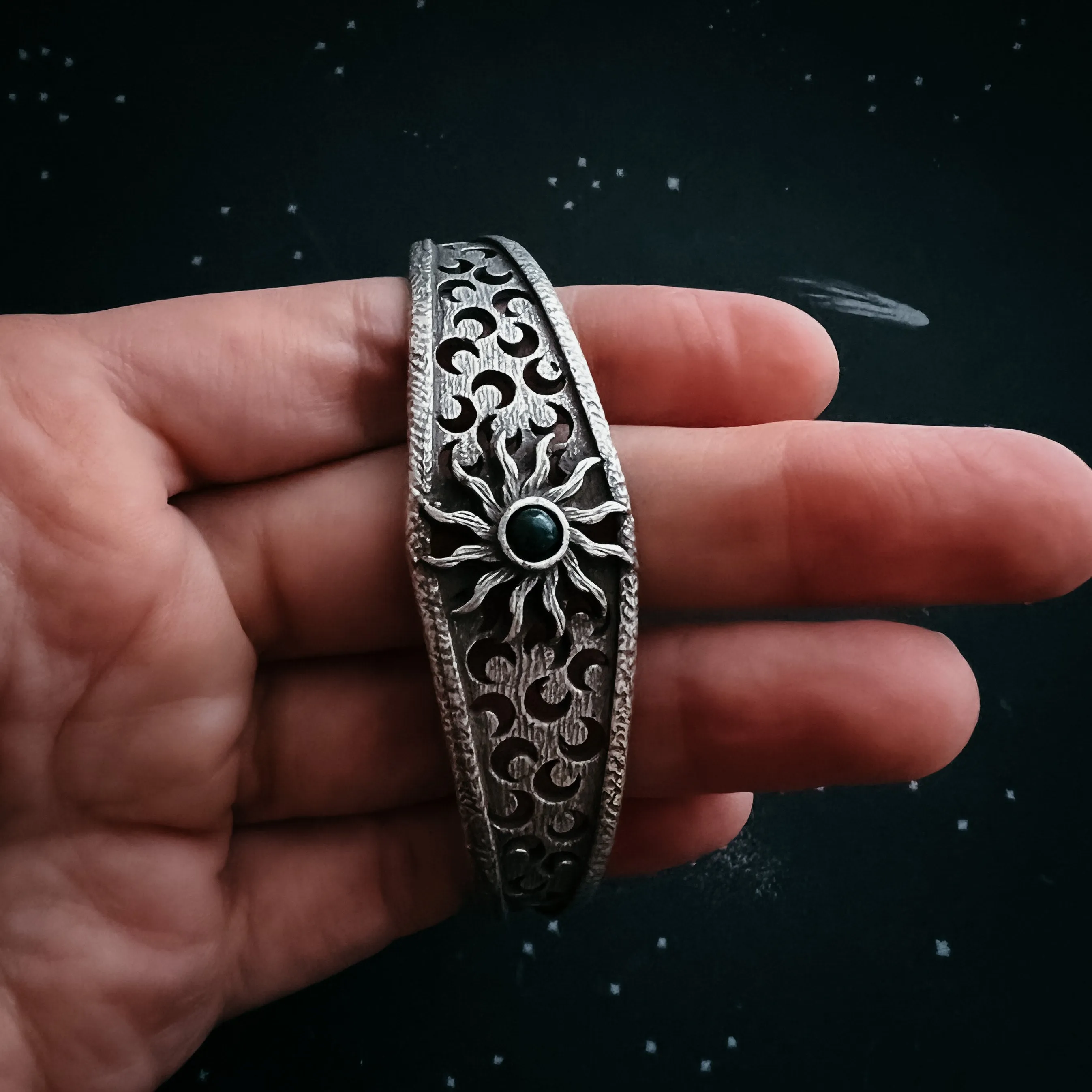 Solar Eclipse Bracelet with Black Opal