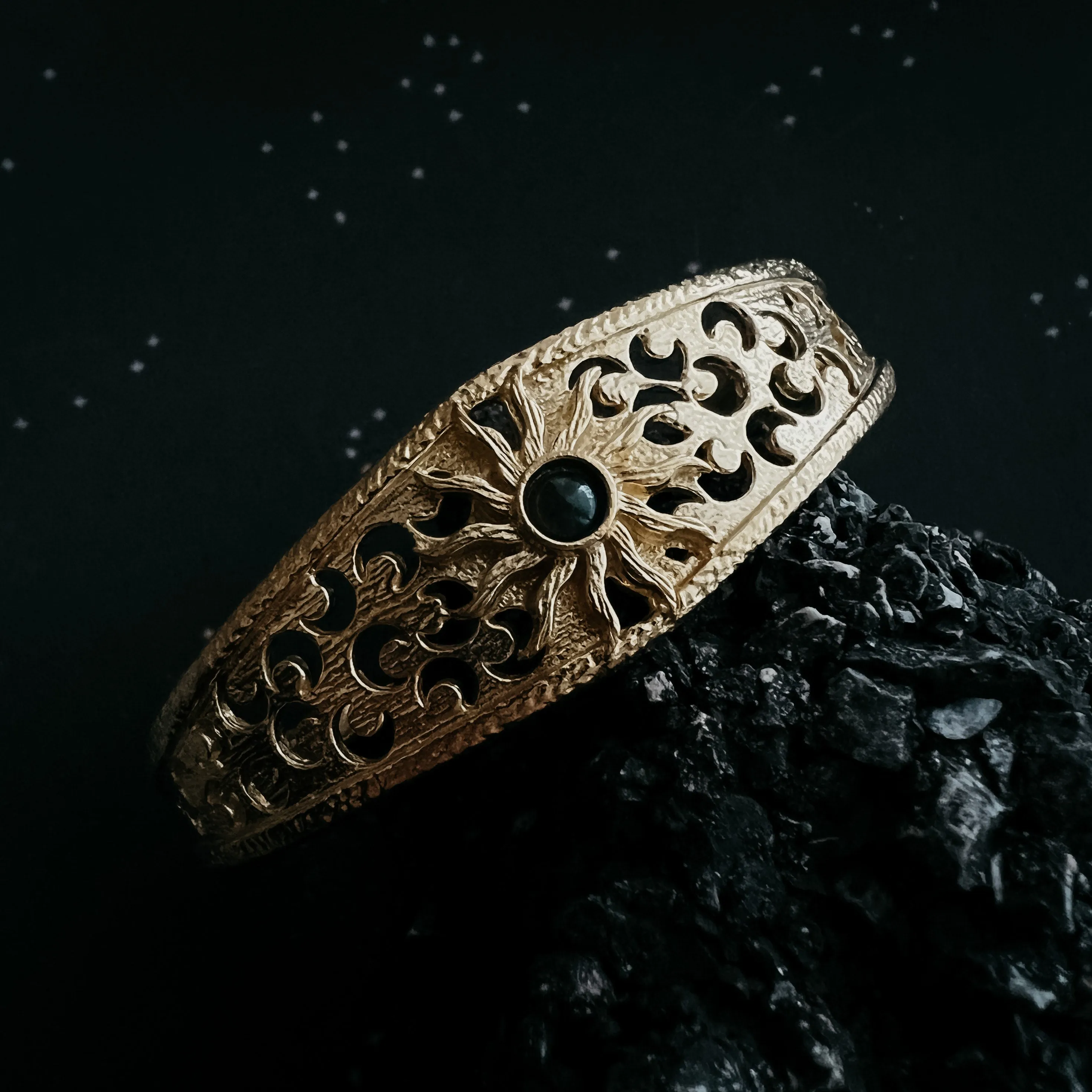 Solar Eclipse Bracelet with Black Opal