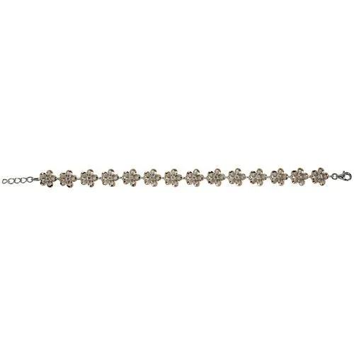 Sterling Silver Two-Tone Pink Gold and Rhodium Plated 10mm Plumeria with CZ Bracelet